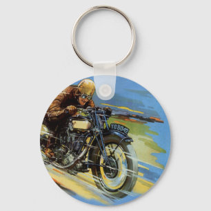 Chaveiro Transporte de viagens vintage, motocicleta em corr