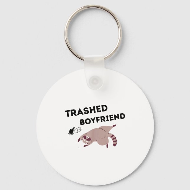 Chaveiro Trashed Boyfriend, Funny Trashed Panda Couples Pre (Frente)