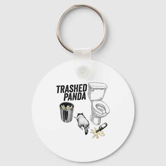 Chaveiro Trashed Panda, Funny Drunk Raccoon, Trash Panda Hu (Frente)