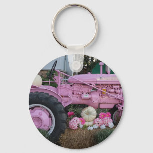 Chaveiro Trator cor-de-rosa