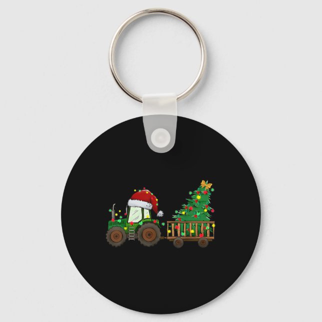 Chaveiro Trator de Fazenda do Natal Luzes de Árvore de Nata (Frente)