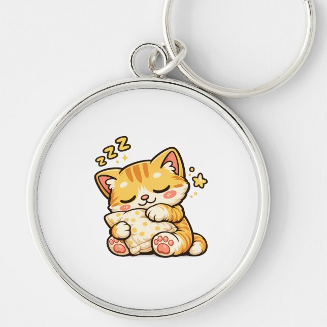 Chaveiro Travesseiro de Gato Sonolento Fofo (Frente)