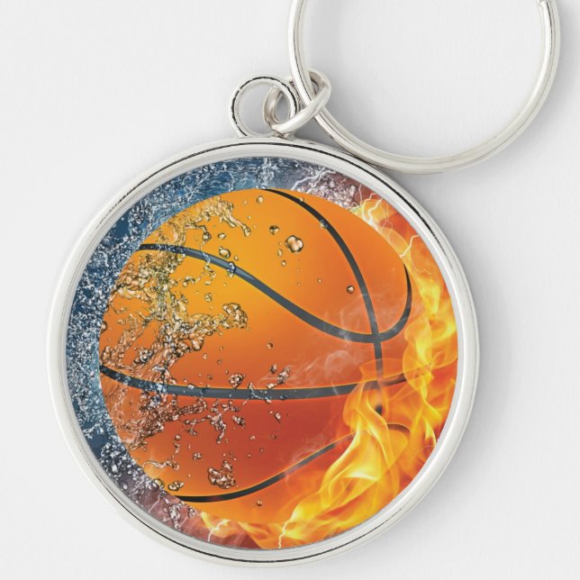Chaveiro Travesseiro decorativo de basquete flamejante (Frente)