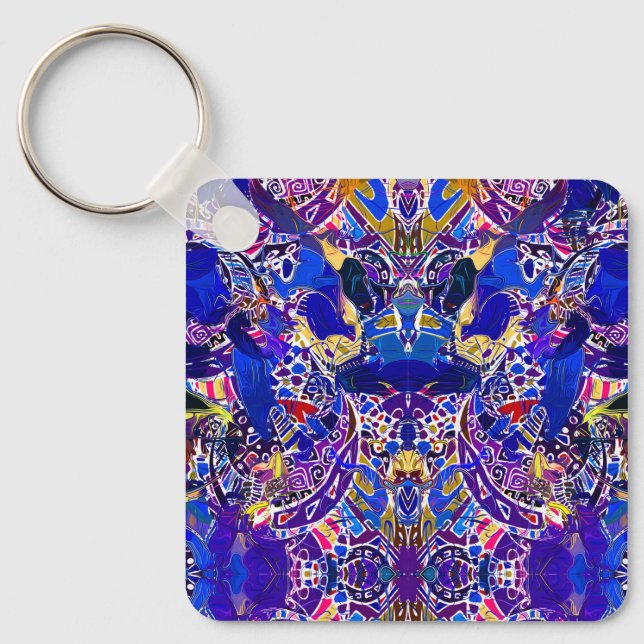 Chaveiro Travesseiro decorativo de elementos abstrato azuis (Frente)
