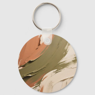 Chaveiro Trazos de Pintura Abstrata Tons Terrosos Neutros