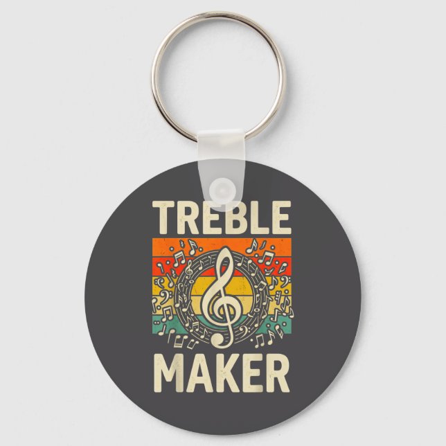 Chaveiro Treble Maker Retro Music Notes Pun For Band Choir  (Frente)