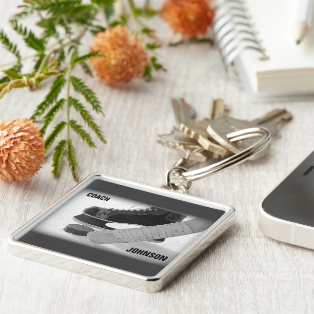 Chaveiro Treinador De Hóquei Em Gelo Obrigado (Lateral)