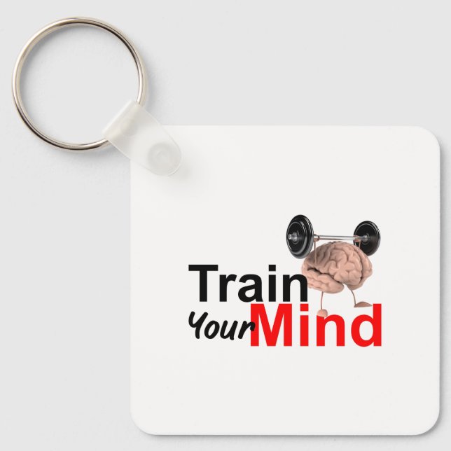 Chaveiro Treine Sua Mente Design de Treinamento Cerebral Mo (Frente)