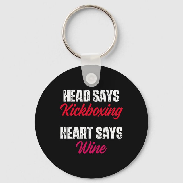 Chaveiro Treino de Kickboxing Coração Vinho Kick Boxing  (Frente)