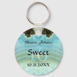 Chaveiro Trendy Aqua Blue Crystal Sweet 16 Favoritos para f