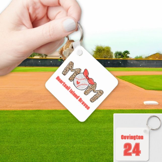 Chaveiro Trendy Hand desenhou Baseball Mãe Personalizada (Trendy Baseball Mom Personalized Keychain)