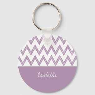 Chaveiro Trendy Pencil Purple Chevron Zigzags Com Nome