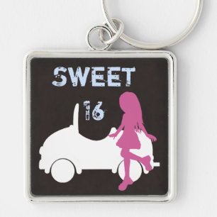 Chaveiro Trendy Sweet 16 Silhouette Girl and Car