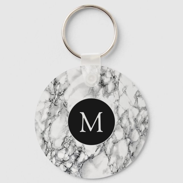 Chaveiro Trendy White Marble Stone - Adicione Sua Carta / A (Frente)