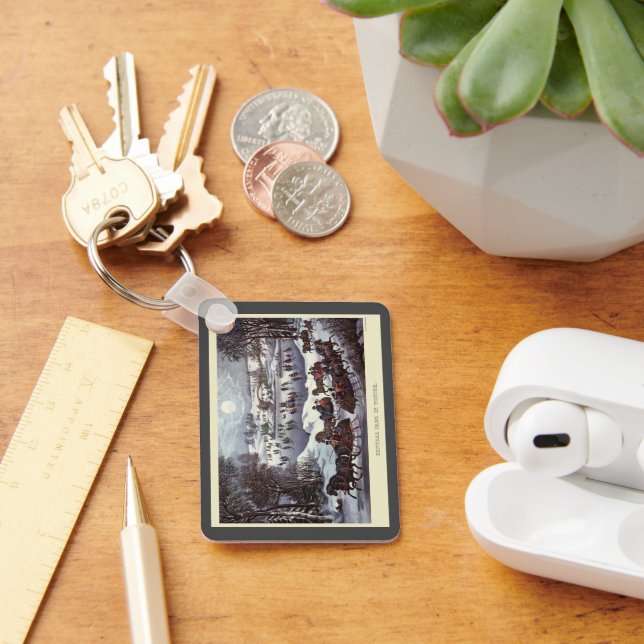 Chaveiro Trenós de Natal Antigos, Parque Central no Inverno (Mesa)