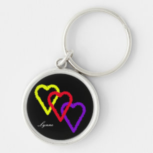 Chaveiro Três Corações Personalizados