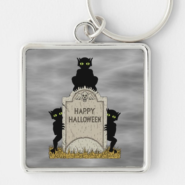 Chaveiro Três Diabinhos Feliz Halloween (Frente)