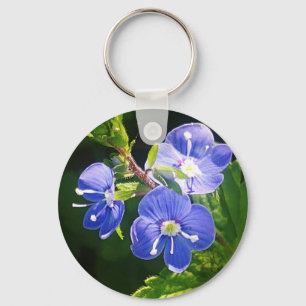 Chaveiro Três Flores Azuis