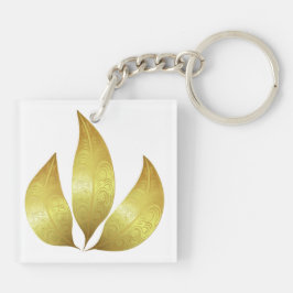 Chaveiro Três folhas de ouro impressionantes únicas com orn