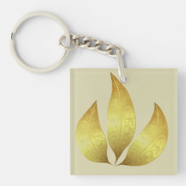 Chaveiro Três folhas de ouro impressionantes únicas com orn