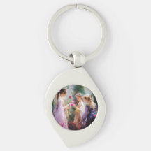 Três garotas brincando num jardim