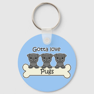 Chaveiro Três Pugs