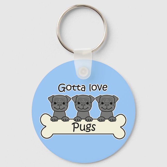 Chaveiro Três Pugs (Frente)