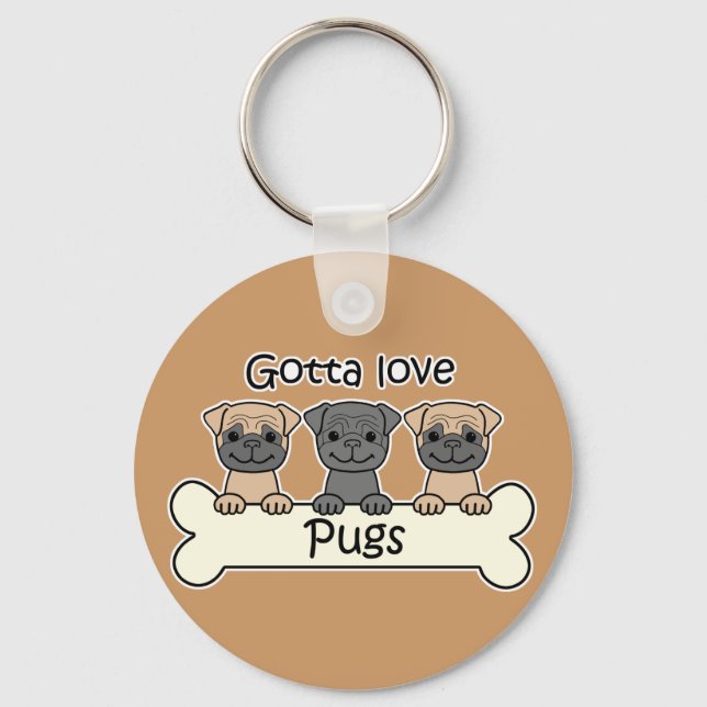 Chaveiro Três Pugs (Frente)
