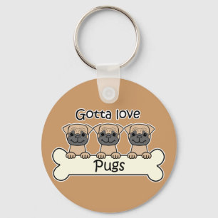 Chaveiro Três Pugs