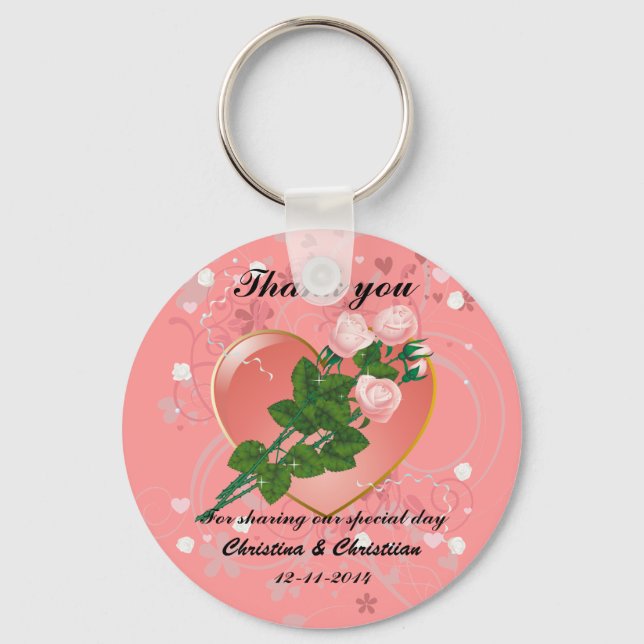 Chaveiro Três Rosas Rosa Casando Convidado Obrigado (Frente)