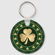 Trevo de Três Folhas Verde e Dourado Dia de São Pa