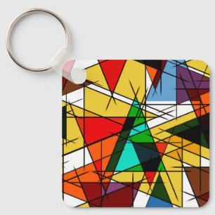 Chaveiro Triângulo Moderno Colorido Geométrico