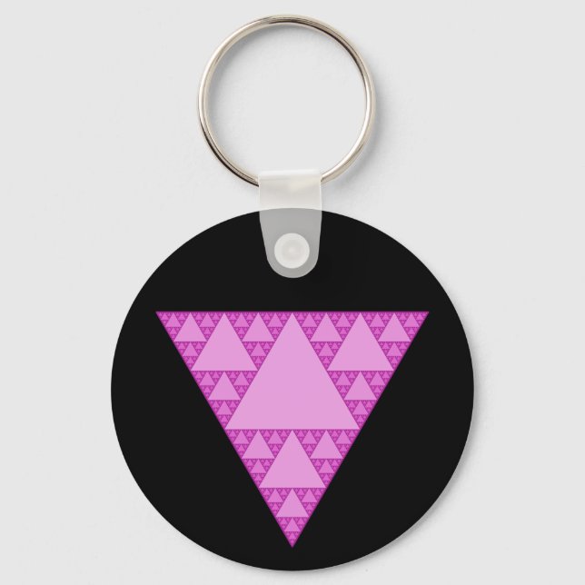 Chaveiro Triângulo Sierpinski como um triângulo rosa LGBTQ+ (Frente)