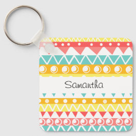 Chaveiro Triângulos E Círculos Coloridos