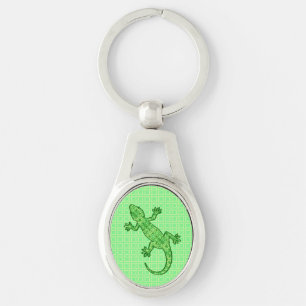 Chaveiro Tribal batik Gecko - limão e esmeralda verde