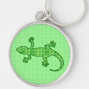 Chaveiro Tribal batik Gecko - limão e esmeralda verde