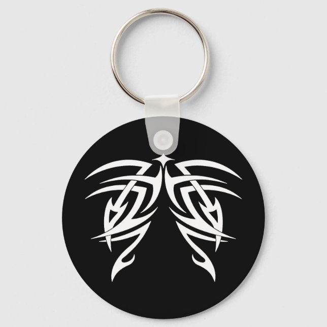 Chaveiro Tribal legal e simples elegante preto branco (Frente)