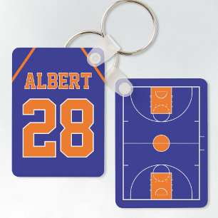 Chaveiro Tribunal de Basquete Azul & Laranja Personalizado 