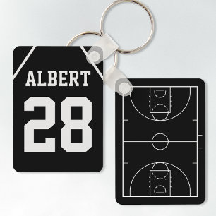 Chaveiro Tribunal de Basquete Preto e Branco Personalizado 