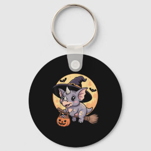 Chaveiro Triceratops Bruxo Chapéu Pumpkin Figurino de Hallo