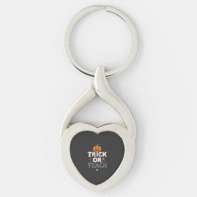 Chaveiro Trick or Teach Design de Professor de Halloween (2 (Frente)