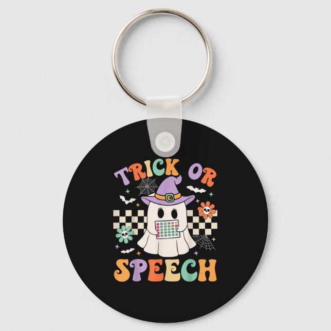 Chaveiro Trick Ou Speech Halloween Bp Retro Speech Therapy (Frente)