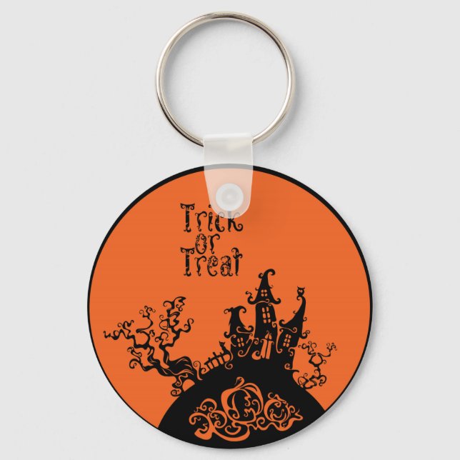 Chaveiro Trick ou Treine a Casa de Halloween (Frente)