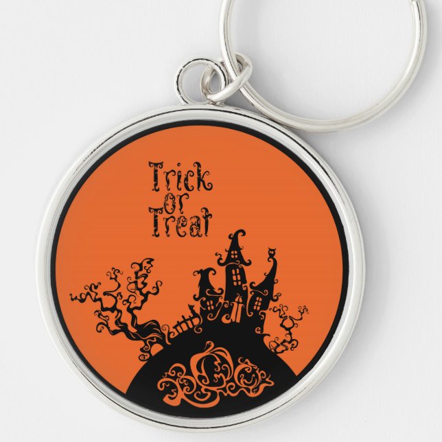 Chaveiro Trick ou Treine a Casa de Halloween (Frente)