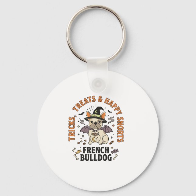 Chaveiro Trickster Bulldog Francês de Halloween (Frente)