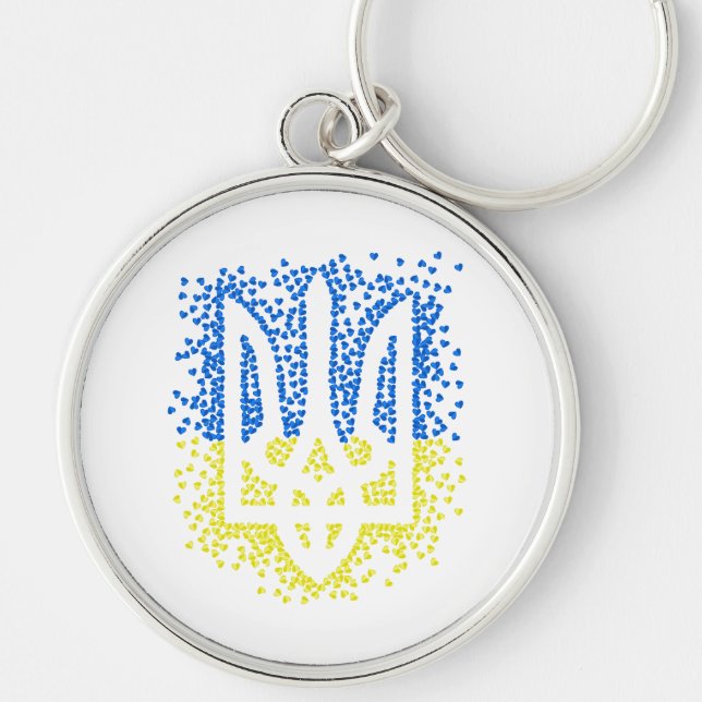 Chaveiro Tridente de emblem ucraniano trizub espalhando cor (Frente)