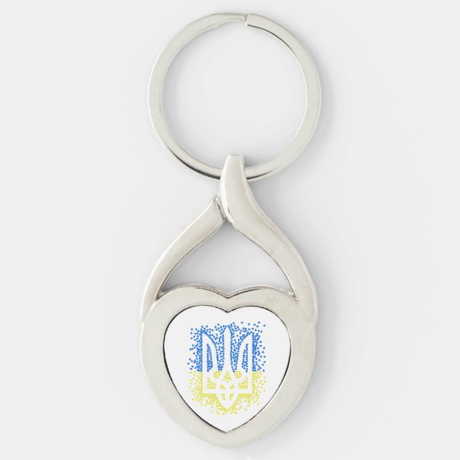 Chaveiro Tridente de emblem ucraniano trizub espalhando cor (Frente)