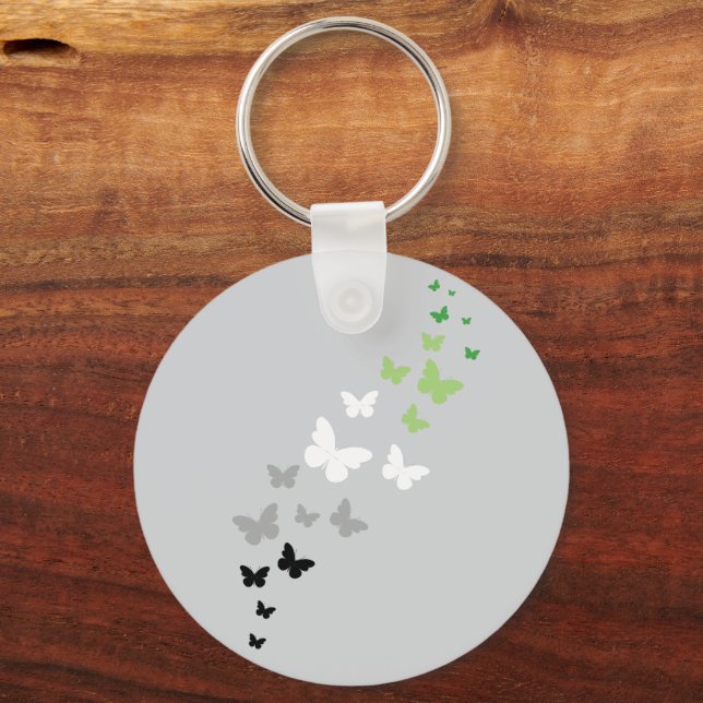 Chaveiro Trilha de Borboleta do Orgulho Aromântico (Frente)