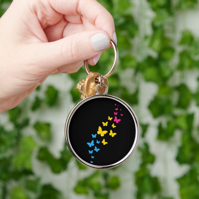 Chaveiro Trilha de Borboleta do Orgulho Pansexual (Mão)