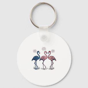 Chaveiro Trio de Flamingos Patrióticos Design de Gravura Vi